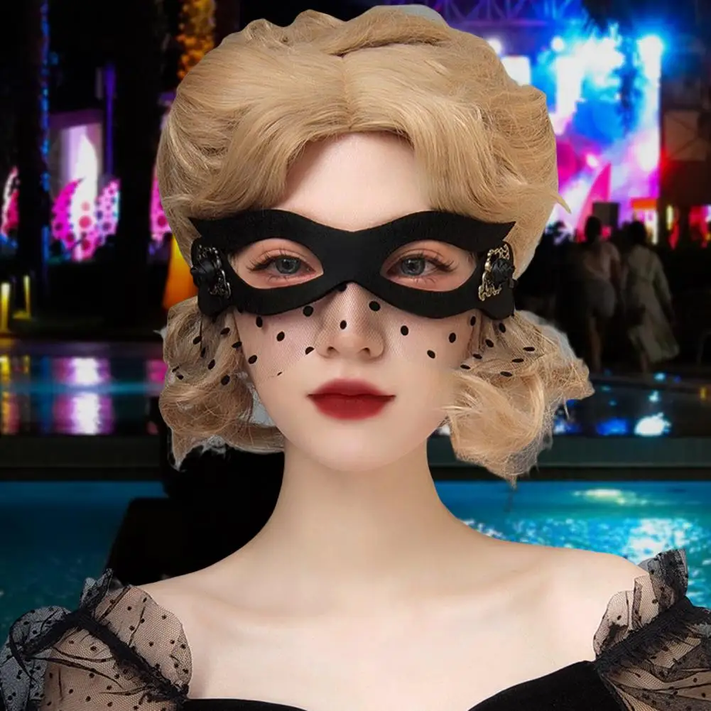 Очки для вечеринки в честь Хэллоуина, капюшон, закрывающий половину лица прозрачной сеткой, Цветочная повязка на глаза, женская маска на Хэллоуин