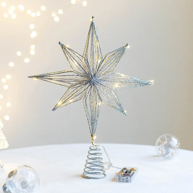 Рождественская елка со светодиодной подсветкой, елочные верхушки, Украшение на верхушке дерева с батарейным питанием, Новогодний фестиваль 2024, декор для вечеринок