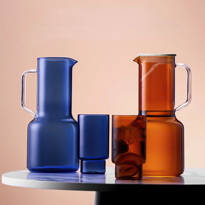 Термос для заварки чая Стеклянный кувшин для воды Посуда для напитков Кухонная Столовая Красочная Стеклянная бутылка для воды