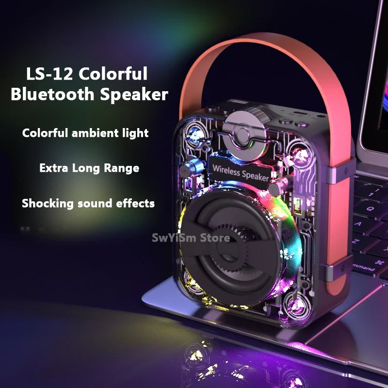 Прозрачный Меха Модный Портативный RGB Звукосниматель Rhythm Light Game Bluetooth Динамик Caixa De Som Кемпинг Тяжелый Бас Семейная Вечеринка