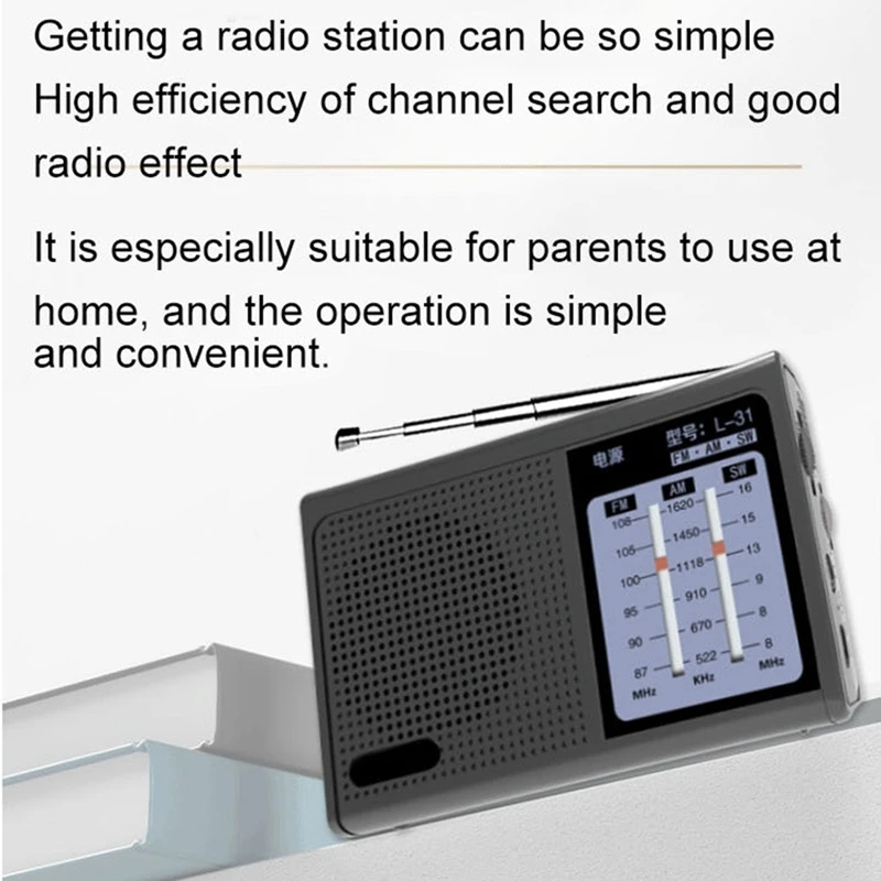 Мини-портативное полнодиапазонное радио, портативные USB-устройства с ретро-динамиками FM AM SW с выдвижной антенной L-31
