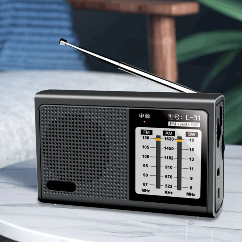 Мини-портативное полнодиапазонное радио, портативные USB-устройства с ретро-динамиками FM AM SW с выдвижной антенной L-31