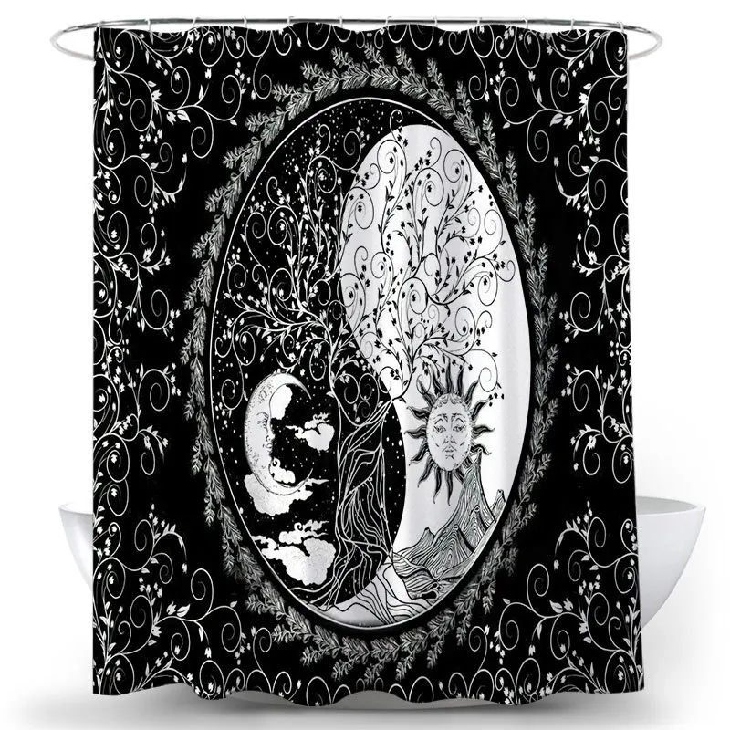 Занавески для душа в богемном стиле с мандалой, геометрическая водонепроницаемая занавеска для ванной из полиэстера, Ширма для ванны с изображением Луны