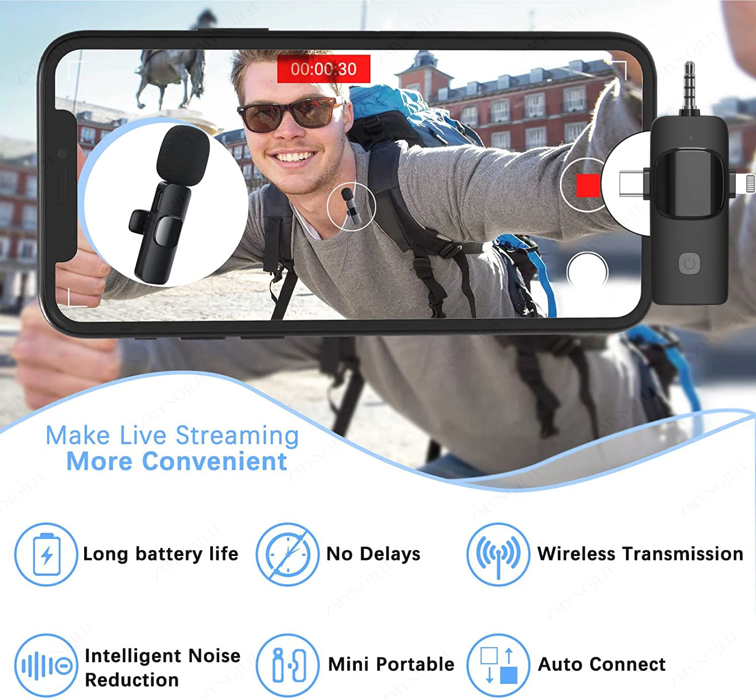 Беспроводной Петличный Микрофон 3 В 1 3,5 мм, Интеллектуальный Шумоподавляющий Микрофон Для Зеркальной Камеры Iphone Android, Громкоговоритель Speake radio