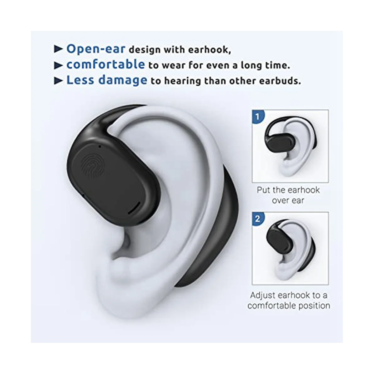Наушники с открытыми Ушами, Беспроводные Наушники Bluetooth 5.3 Настоящие Беспроводные Наушники с Открытыми Ушами с Заушниками Спортивные Наушники