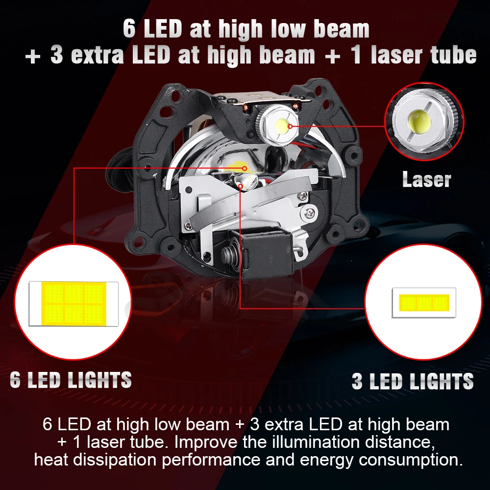 3-дюймовый Универсальный Объектив Проектора фары LHD с Кронштейном Hella G5 Bi LED Лазерный Объектив Фары Проектора Дооснащение 100 ВТ 6000 К