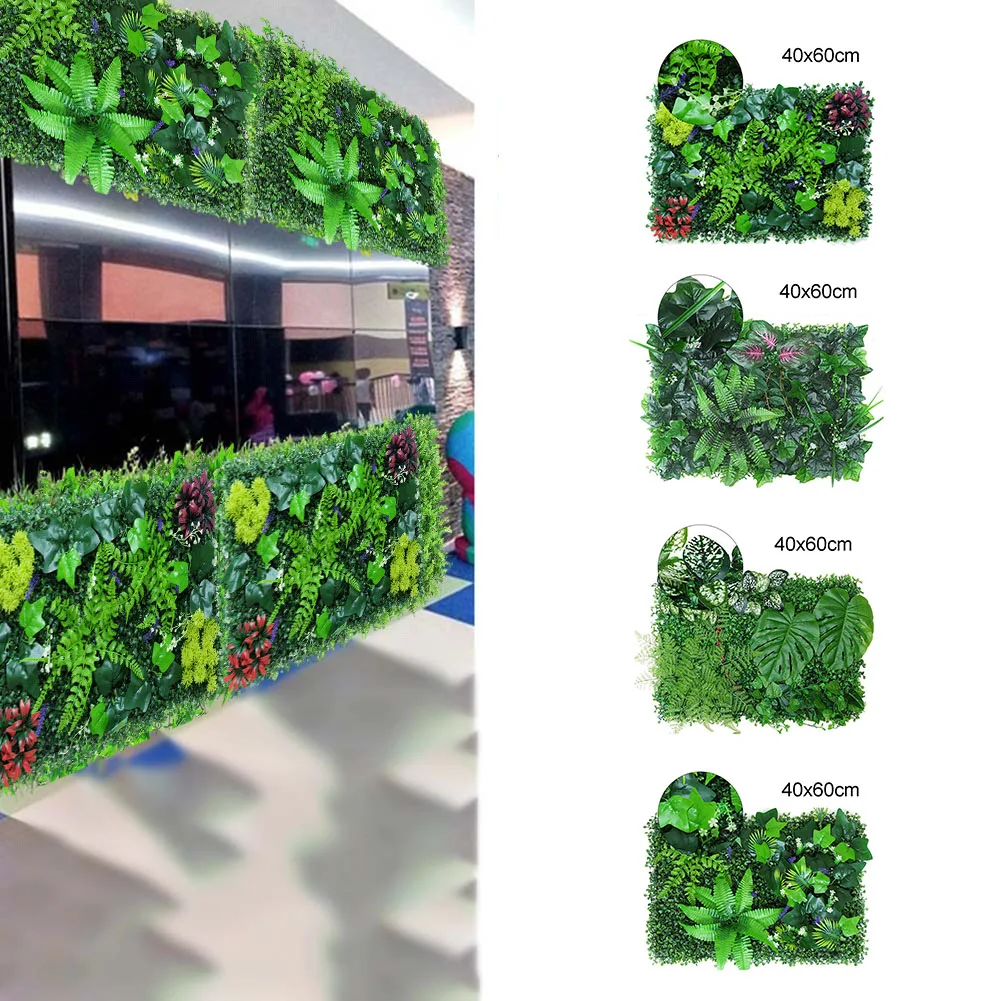 Стена из искусственных растений размером 40x60 см, поддельный Травяной коврик, листья, живая изгородь, забор, имитация мха, Газон для домашнего декора