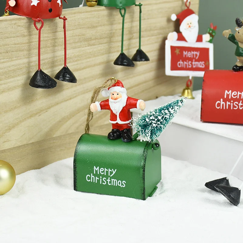 Рождественский Металлический Железный Красно-Зеленый Почтовый Ящик Подвесной Орнамент Рождественская Елка Подвески 2024 Новогоднее Рождественское Украшение Ноэль Навидад Подарки