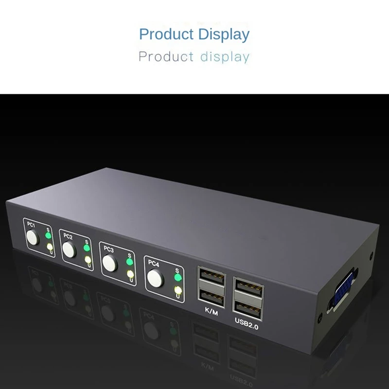 Переключатель VGA KVM, 4 порта, видеопереключатель VGA, усилитель HD-дисплея, разделитель экрана, адаптер для ПК, монитор, проектор