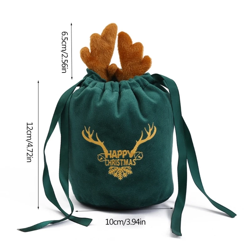 Элегантная сумка на шнурке с вышивкой Рождественского оленя W3JA Отлично подходит для свадебных посылок, конфет, шоколада и других небольших подарков