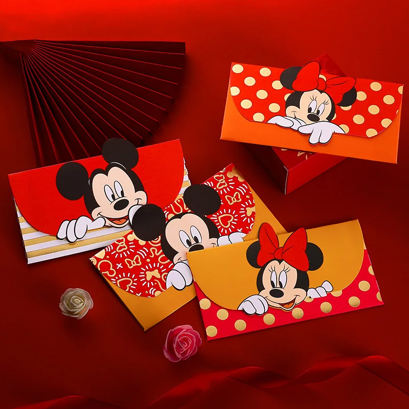 Красная сумка-конверт Disney 2024 - это креативный Новогодний и Весенний мультяшный персонаж-счастливчик, милый Новогодний подарочный пакет