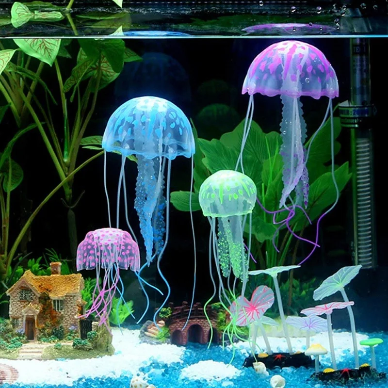 Искусственный эффект плавания Светящиеся Медузы Украшение аквариума Аквариум с рыбками Подводное Живое растение Светящийся Орнамент Водный пейзаж