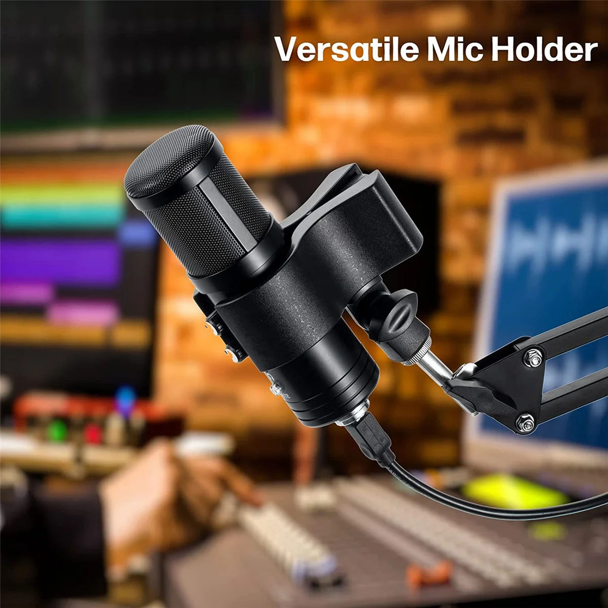 Держатель для микрофона из 2 предметов, регулируемый зажим для держателя микрофона с винтовым адаптером от 5/8 дюймов для мужчин до 3/8 дюймов