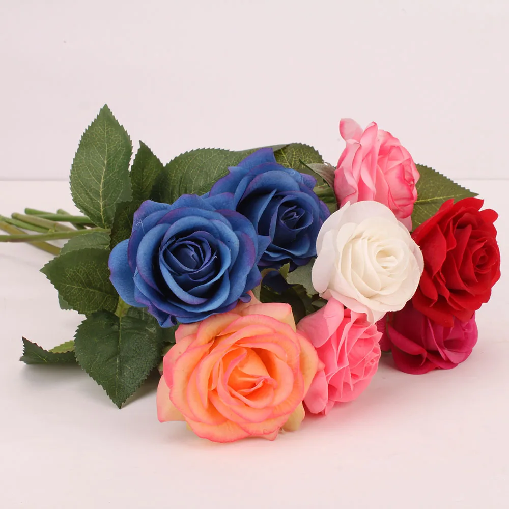 имитация цветения розы, настоящие искусственные цветы, свадебные украшения для дома из роз, поддельный букет цветов