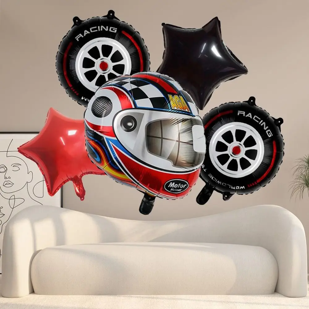 Фольгированный Шлем Мотоцикл Черный Красный Гоночный Автомобиль Майларовые Украшения Для Мальчиков