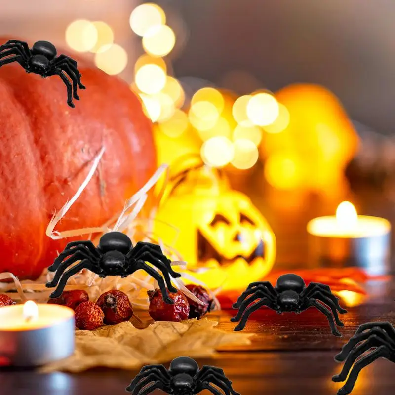 Реалистичные украшения для Хэллоуина, игрушки-пауки, реквизит для розыгрышей на Хэллоуин, маленькие поддельные пауки, украшения для вечеринки на Хэллоуин
