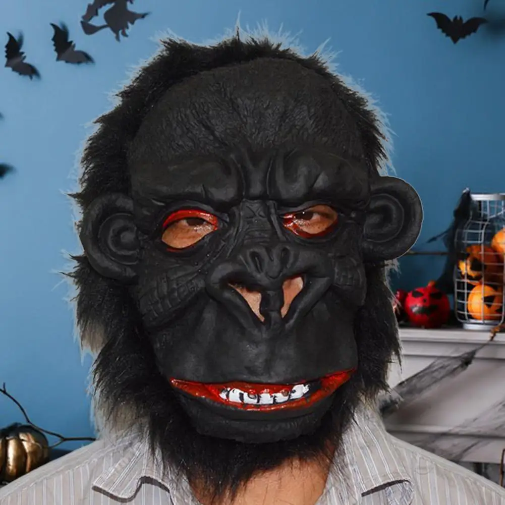 Голова обезьяны на Хэллоуин, ужасный реалистичный реквизит для ролевых игр, 3D Кинг-Конг, Горилла, ужасные животные, резиновые маски на всю голову, закрывающие всю голову
