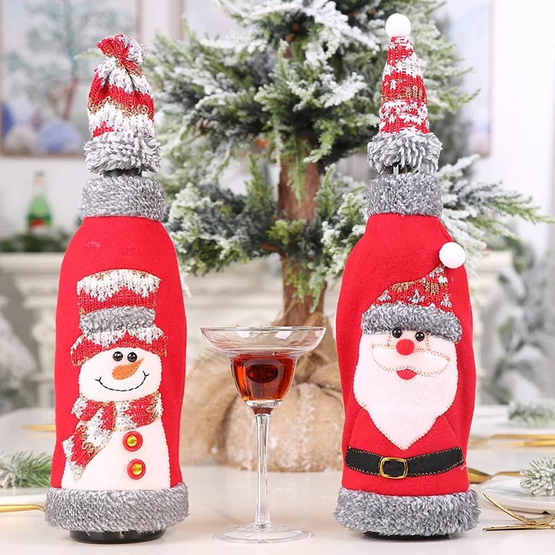1 шт. Рождественская крышка для бутылки красного вина, Чулок со Снеговиком, Пакеты для рождественских подарков, Упаковка Рождественского мешка Navidad Представляет Новогодний декор
