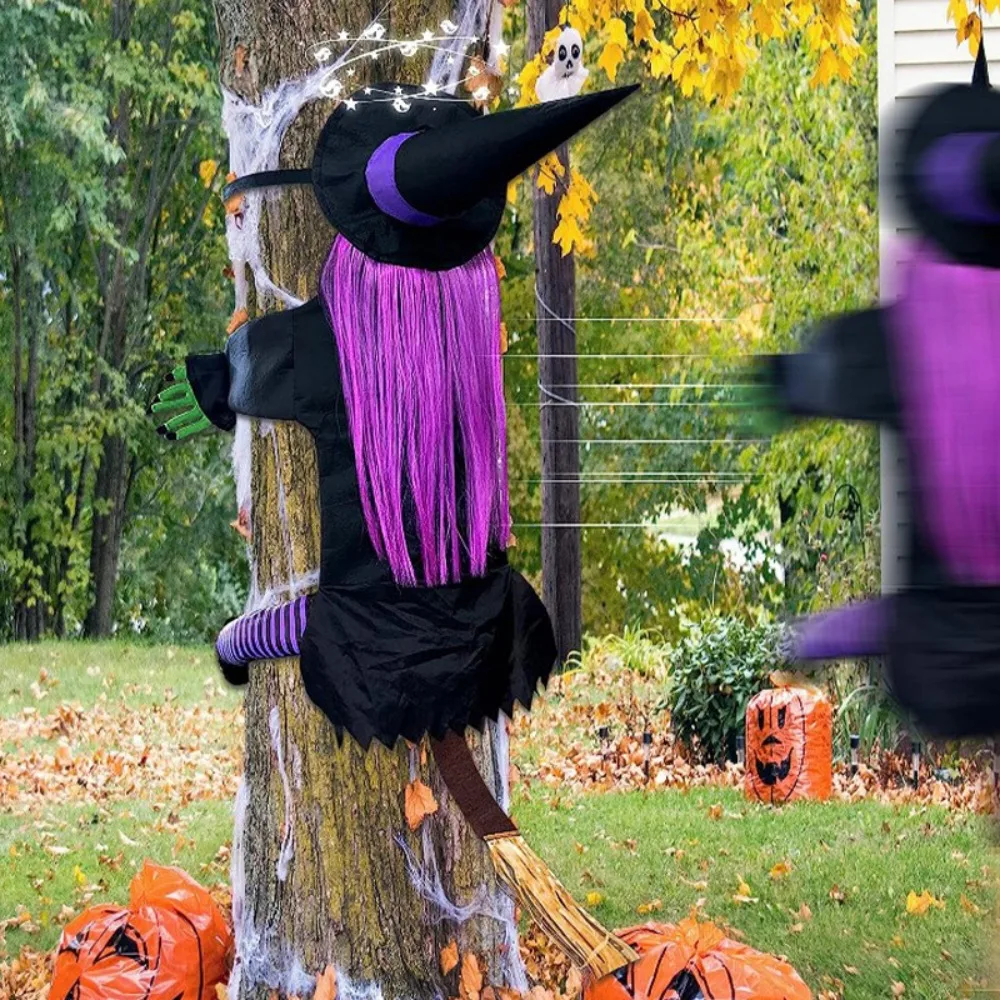 Реалистичная Ведьма-катастрофа в дереве, Яркая Нейлоновая Кукла-Ведьма, 45 дюймов, Регулируемое Дерево, Эффектное Украшение для сада Ведьмы