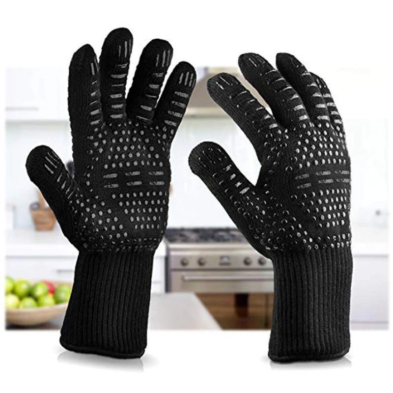 1 Пара термостойких перчаток для духовки толщиной 1470 F, силиконовые прихватки для духовки, для приготовления пищи, выпечки, барбекю, рукавицы для гриля, кухонные перчатки