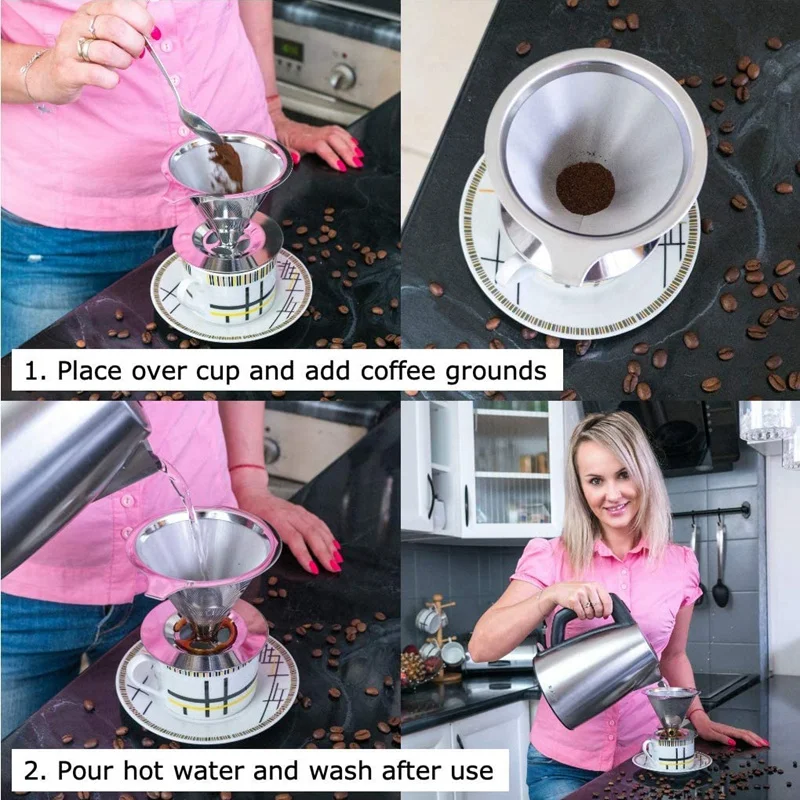 Безбумажная насадка для капельницы для кофе-не забивающийся ультратонкий слой, насыпанный на кофеварку, фильтр для кофе, экологически чистый