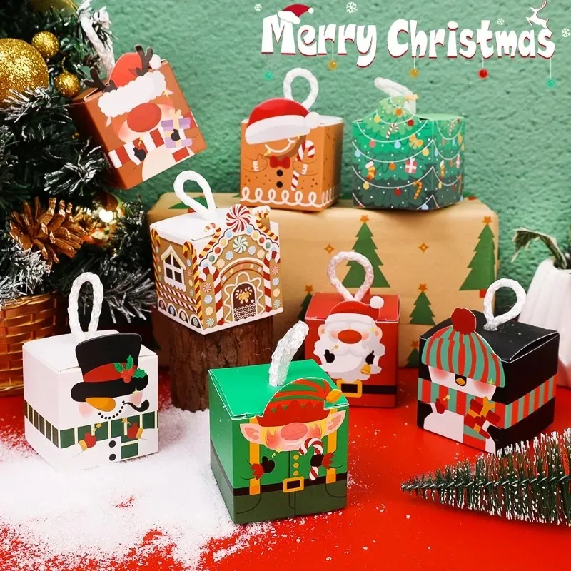 1-10 шт. Рождественские подарочные коробки, коробка для упаковки шоколадных конфет, печенья, сумка, украшения для Рождественской вечеринки для дома, Navidad, Новый 2023 год