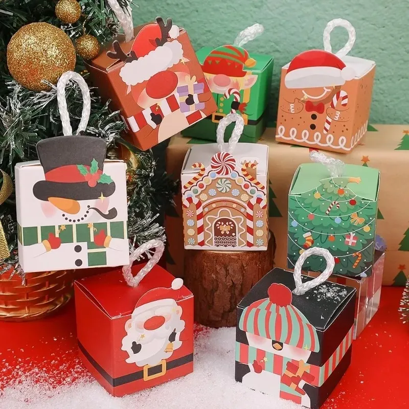 1-10 шт. Рождественские подарочные коробки, коробка для упаковки шоколадных конфет, печенья, сумка, украшения для Рождественской вечеринки для дома, Navidad, Новый 2023 год