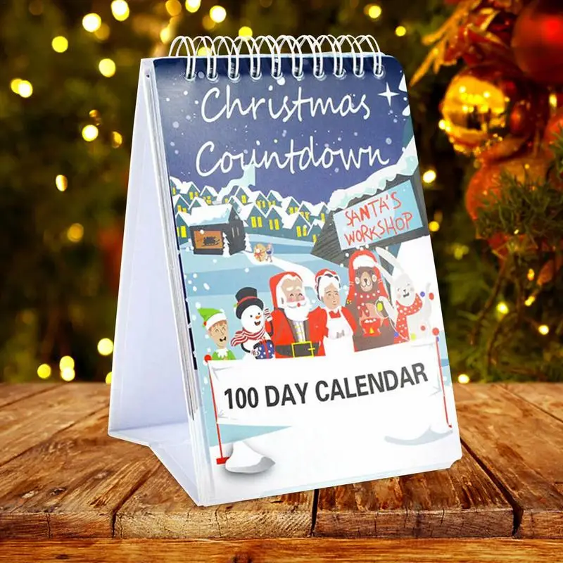 Обратный отсчет до рождественского календаря 2023 Настольный Отрывной Листающий календарь 100 Дней Рождественский календарь для школы компании Дома