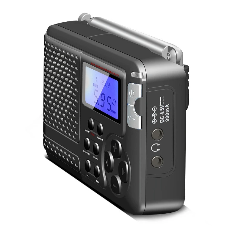 Многофункциональное радио с антенной Портативный ЖК-экран AM/FM/SW/TV (полнодиапазонное радио 50/60 Гц) 3XAAA Аккумулятор для хранения радио
