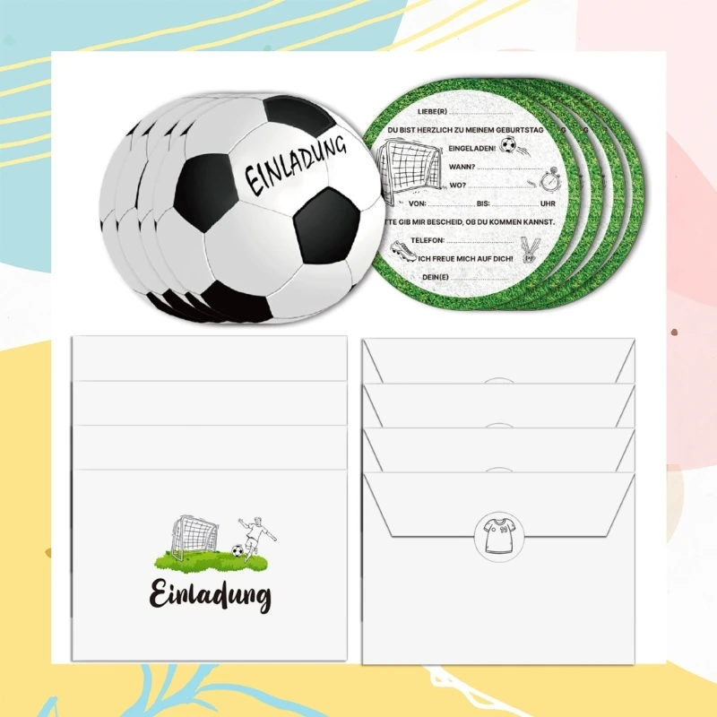 Упаковка из 12 приглашений на футбольный день рождения, футбольные пригласительные открытки G5AB
