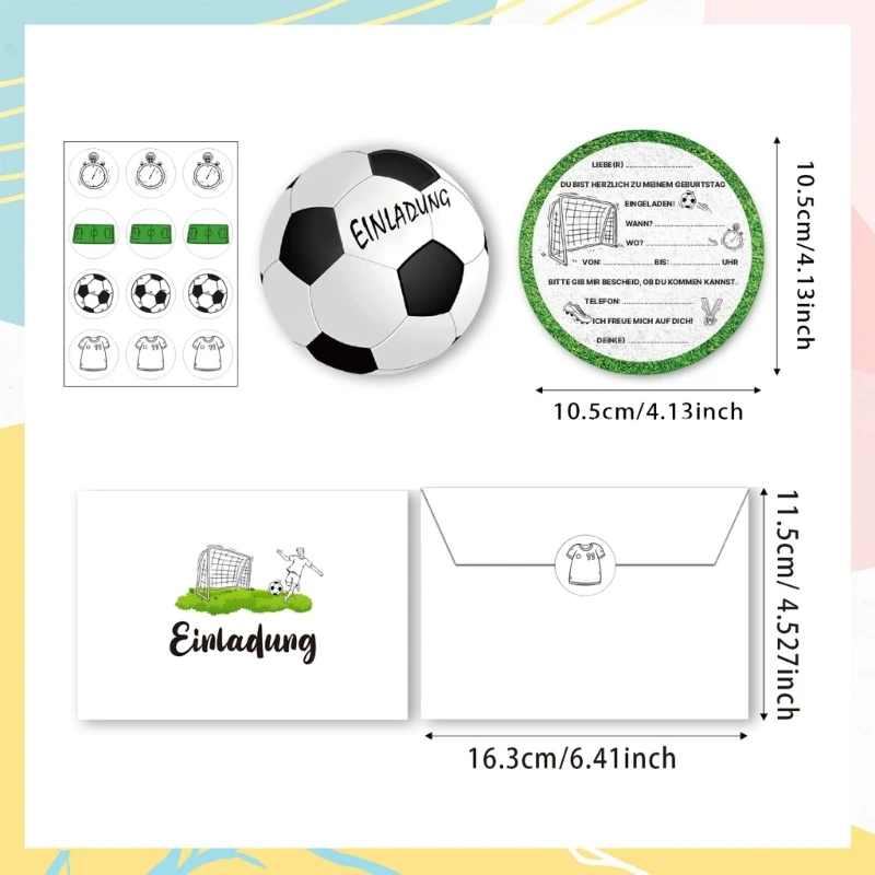 Упаковка из 12 приглашений на футбольный день рождения, футбольные пригласительные открытки G5AB
