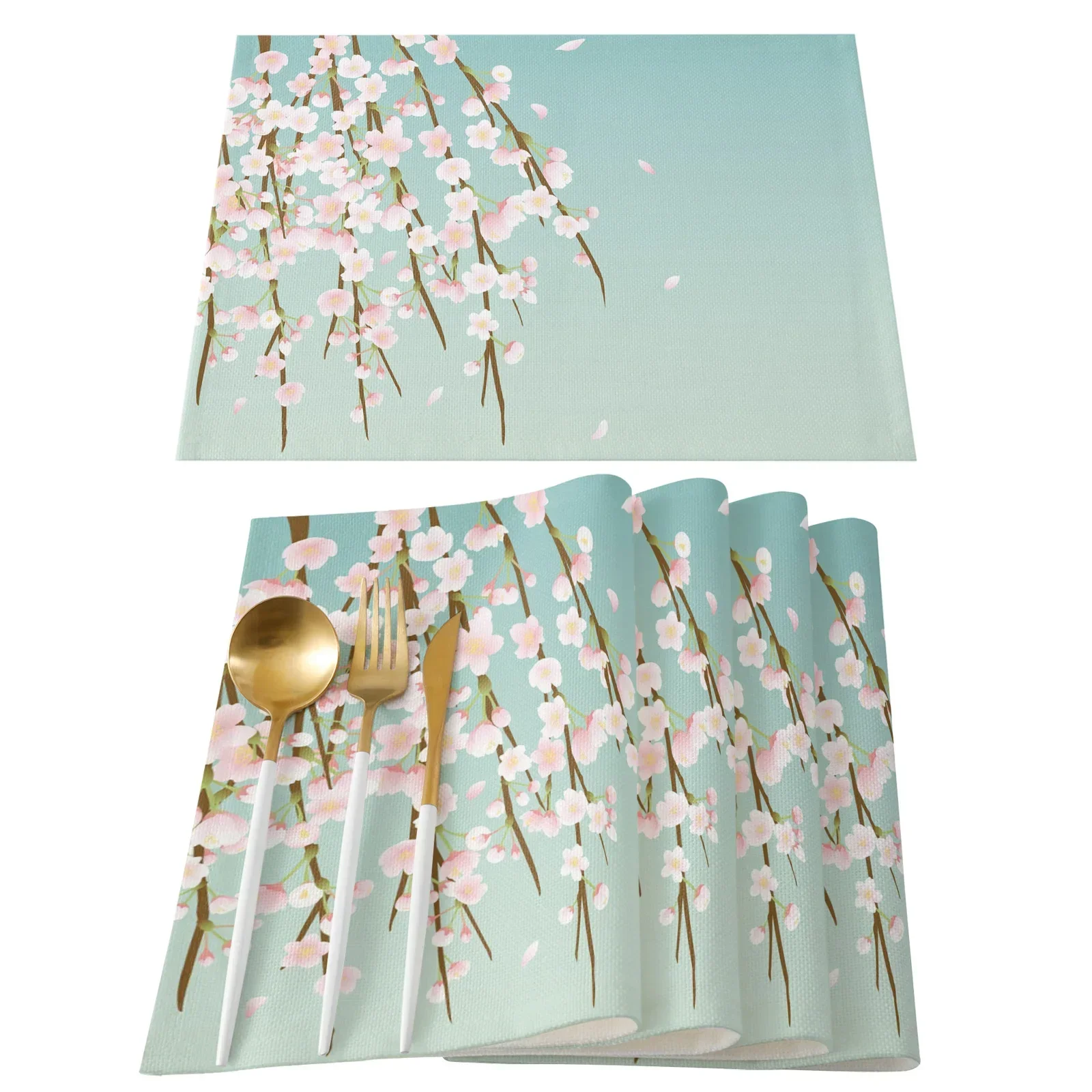 Коврик для стола с рисунком японской вишни Украшение кухни Салфетка для стола Салфетка для свадьбы Обеденные принадлежности Коврик для стола
