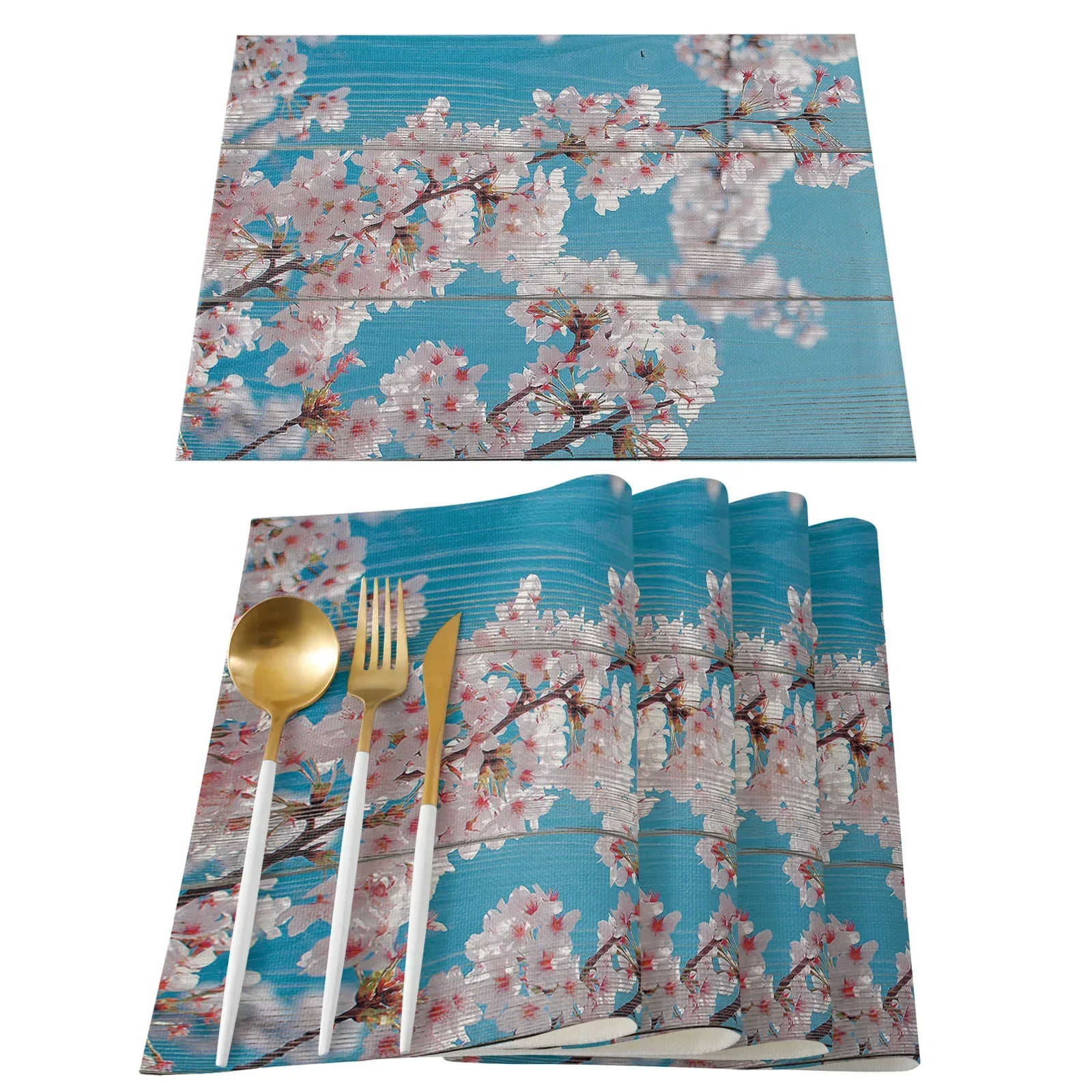Коврик для стола с рисунком японской вишни Украшение кухни Салфетка для стола Салфетка для свадьбы Обеденные принадлежности Коврик для стола