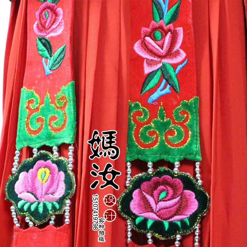 Свадебное платье хмонгов, вышитая плиссированная юбка, Одежда в этническом стиле Мяо, женская красная шляпа Мяо, костюмы, одежда хмонгов