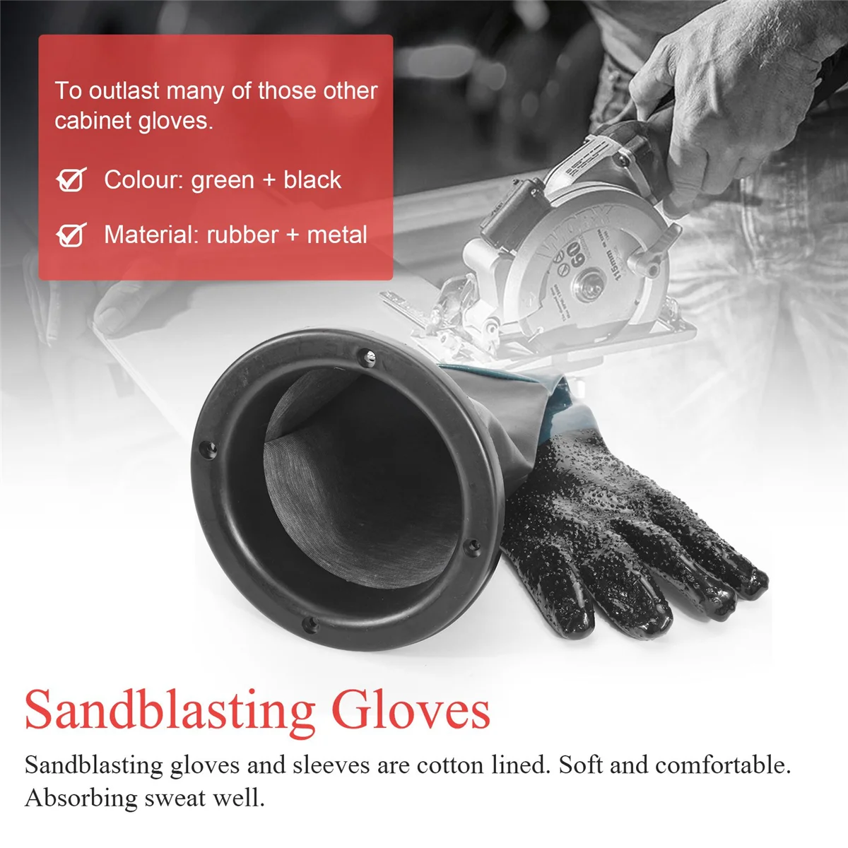 Перчатки для пескоструйной обработки Детали для пескоструйного аппарата 60 см с уплотнительными кольцами для пескоструйного шкафа