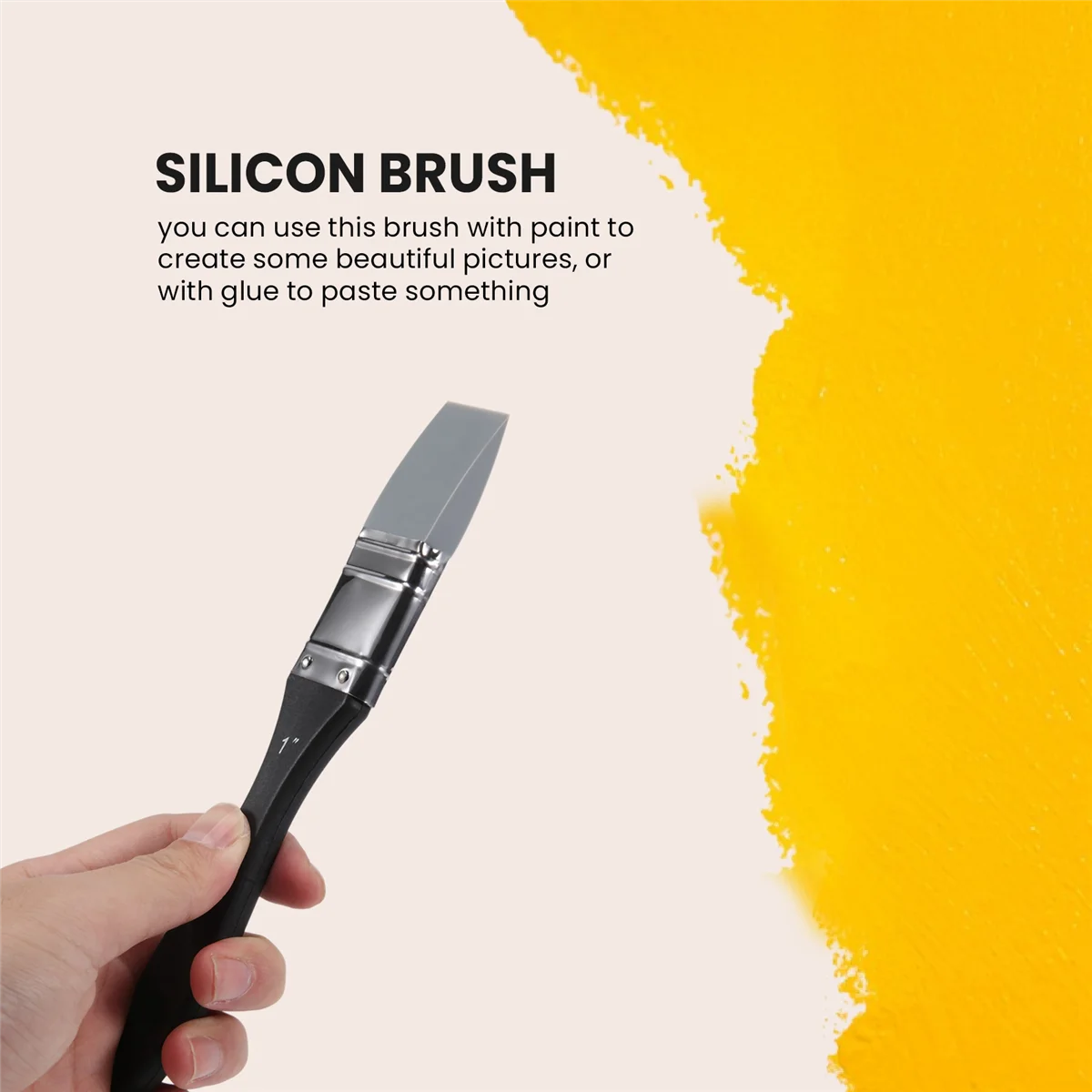 Силиконовая кисть для придания цвета Широкая прочная плоская силиконовая кисть для рисования, гибкий инструмент для рисования на акриловой и водной основе, 1 дюйм