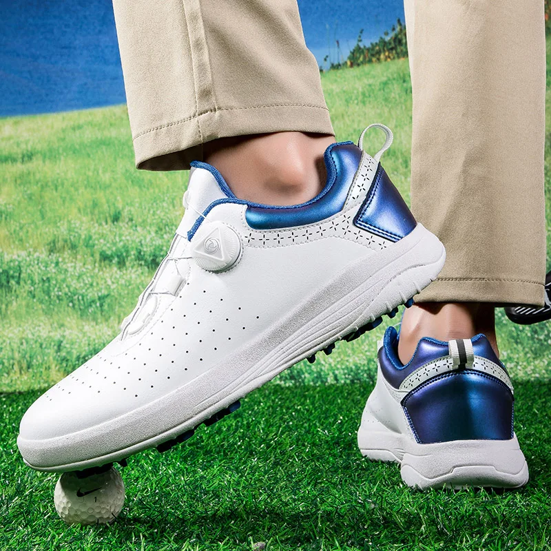Профессиональные кожаные туфли для гольфа унисекс, синие, красные мужские тренировочные кроссовки для гольфа, нескользящие женские туфли для гольфистов