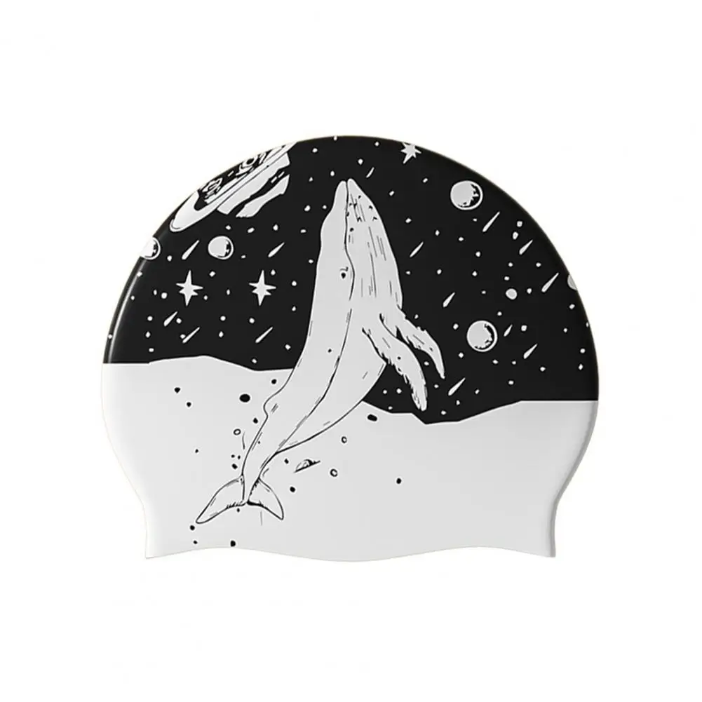 Силиконовая шапочка для плавания Elestic с двусторонним принтом, женские водонепроницаемые противоскользящие шапочки для плавания, шапочка для бассейна с защитой ушей от длинных волос