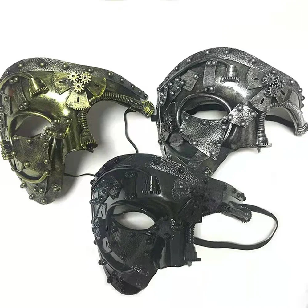 VEIKEEYCosplay Стимпанк маска призрака механическое оборудование половина лица костюм на Хэллоуин аксессуары для рождественской вечеринки Анимация для взрослых
