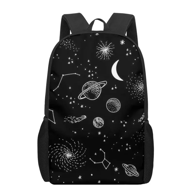 Художественная черно-белая иллюстрация Школьная сумка с рисунком для детей, девочек, мальчиков, повседневные сумки для книг, рюкзаки для ежедневного хранения для подростков