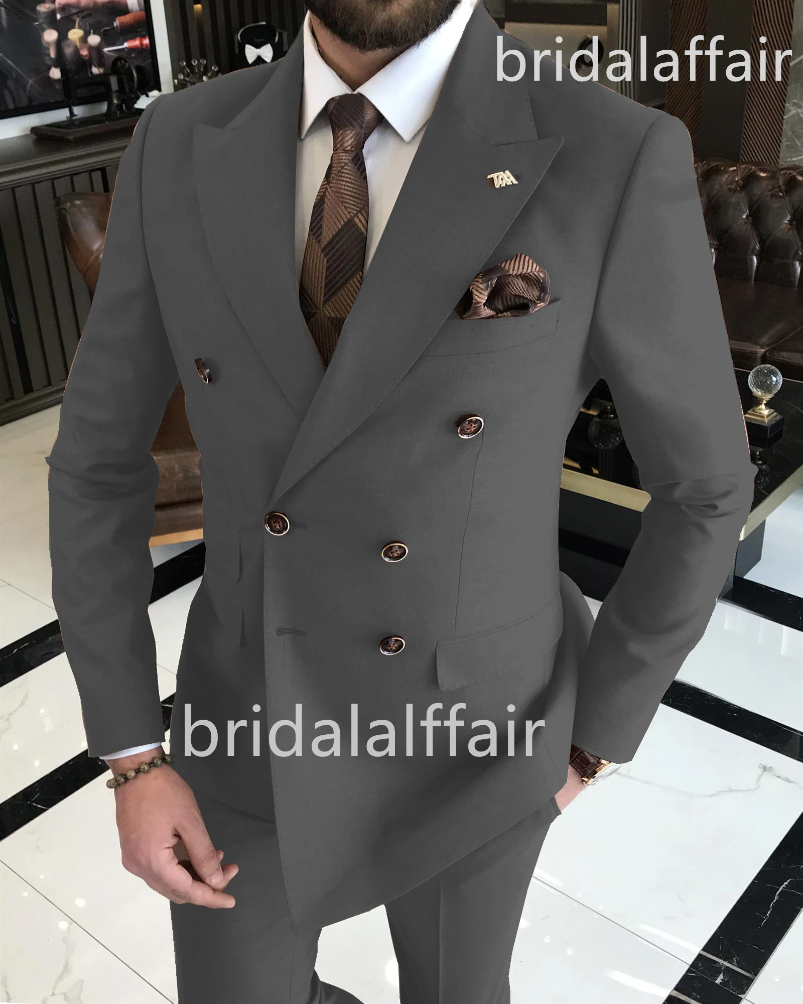 Мужские костюмы Bridalaffair, куртка, брюки, Модный повседневный деловой Мужской Свадебный смокинг для жениха, комплект из 3 предметов, Блейзеры