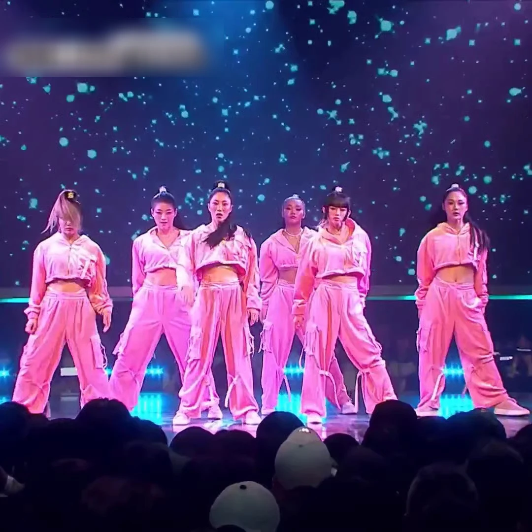 Танцевальная одежда Kpop в стиле хип-хоп, женские розовые топы и брюки с вырезом до пупка, костюм для джазовых танцев Y2K, Наряды для уличных танцев, Рейв JL5894