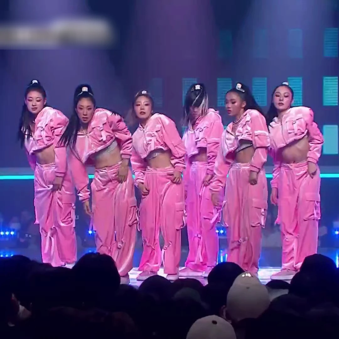 Танцевальная одежда Kpop в стиле хип-хоп, женские розовые топы и брюки с вырезом до пупка, костюм для джазовых танцев Y2K, Наряды для уличных танцев, Рейв JL5894