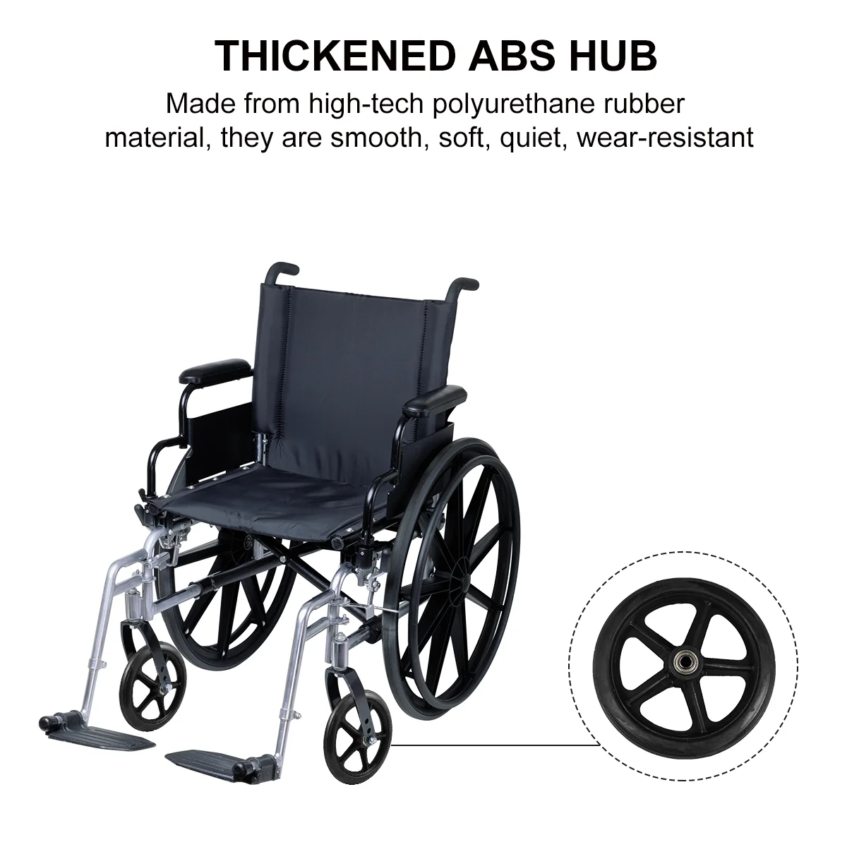 Замена Переднего колеса Инвалидной коляски Walker 7 Дюймовая шина Резиновые Детали для инвалидных колясок Черный