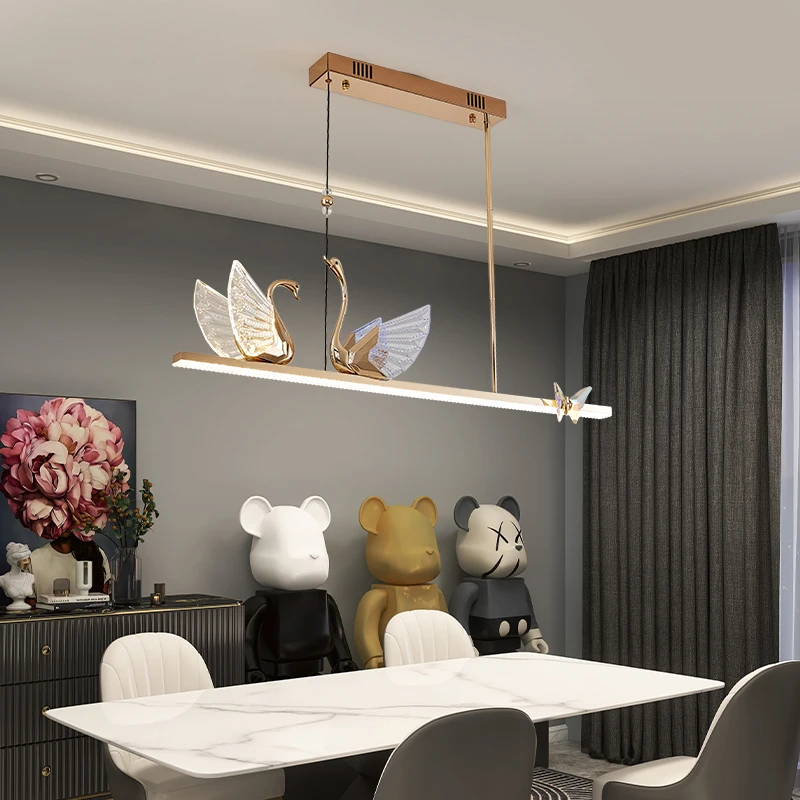 Светильники SOFITY Nordic Two Swan Chandelier с двумя лебедями, современные креативные светодиодные подвесные светильники для домашнего декора гостиной столовой