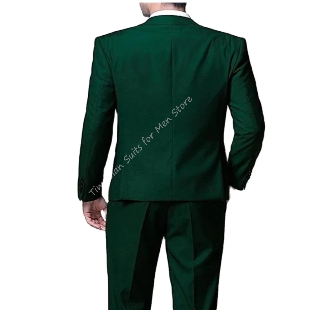 2шт Темно-зеленая куртка, брюки, мужские костюмы, комплекты одежды на заказ, Повседневный блейзер, Брюки, Одежда для свадебной вечеринки, Деловые мужские костюмы