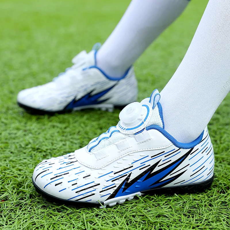 2023 Весенние новые детские футбольные бутсы с быстрой шнуровкой, футбольные бутсы для мальчиков, амортизирующие футбольные кроссовки, Тренировочная спортивная обувь с низким берцем