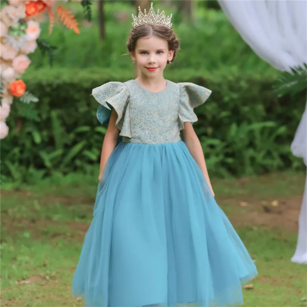 Платье с цветочным узором для девочек, бальные платья принцессы для первого причастия, прекрасный тюлевый кружевной пушистый детский подарок-сюрприз на день рождения