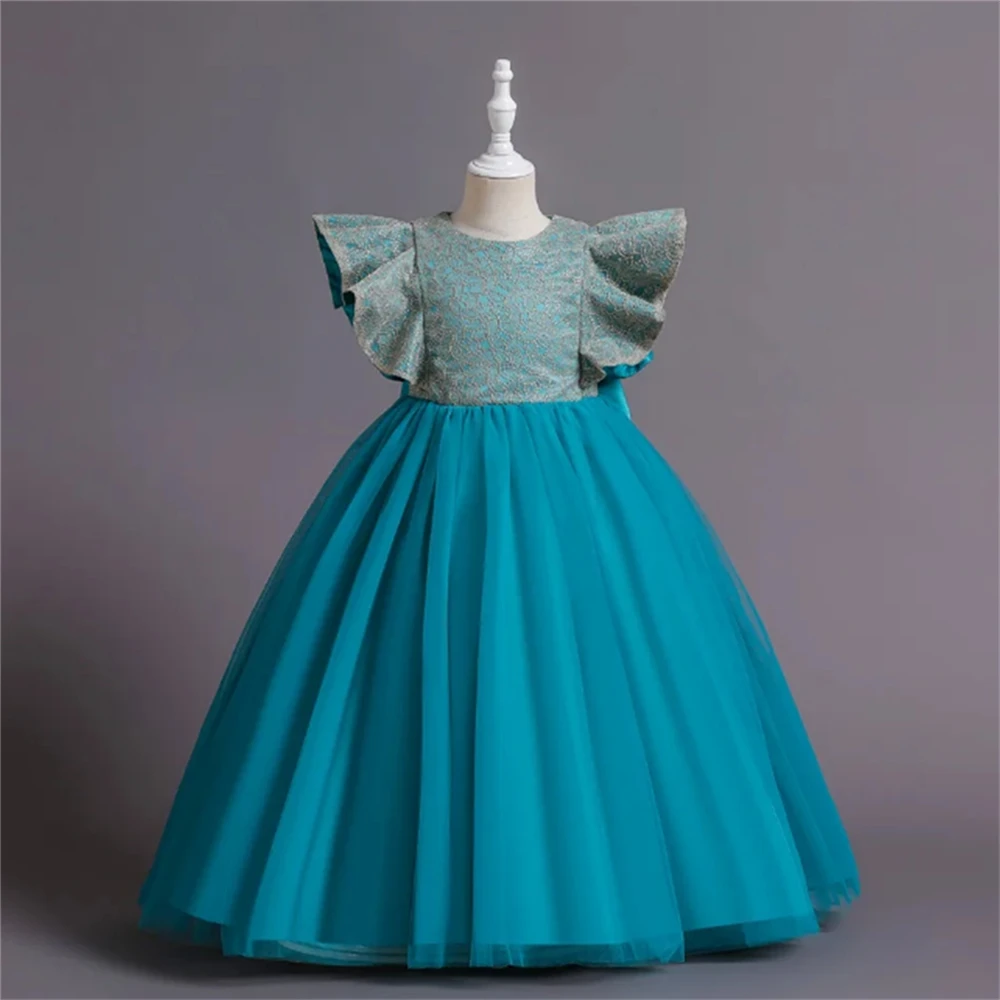 Платье с цветочным узором для девочек, бальные платья принцессы для первого причастия, прекрасный тюлевый кружевной пушистый детский подарок-сюрприз на день рождения