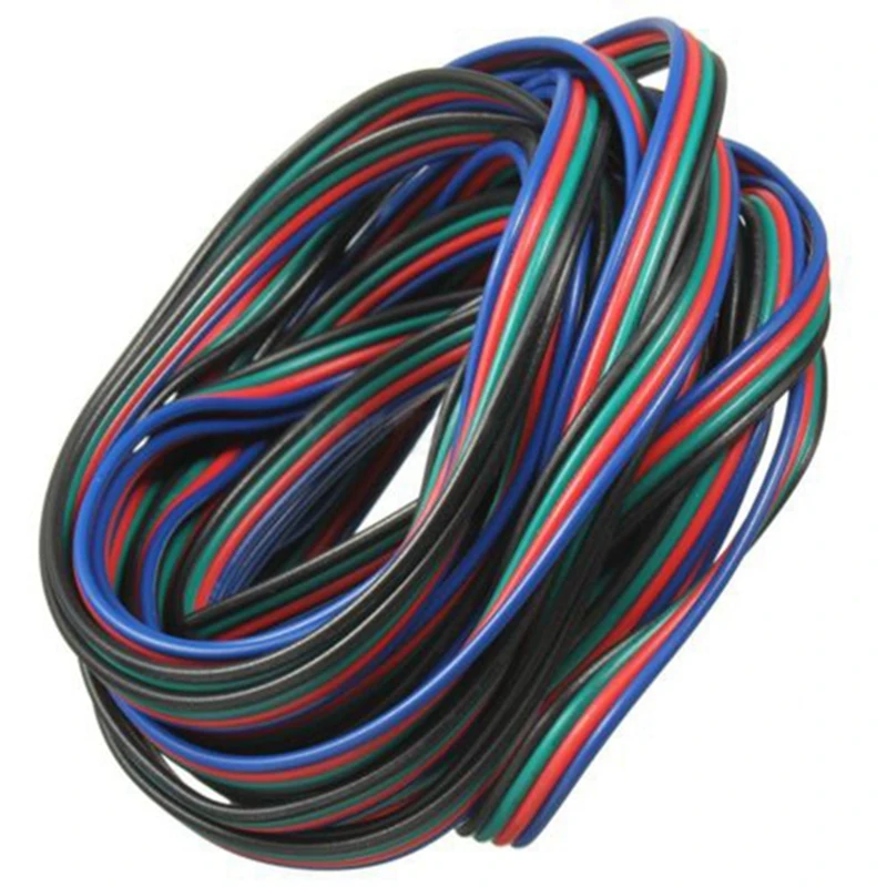 4X 4-контактный Удлинитель для светодиодной ленты RGB 3528 5050 Разъем Цветной 5 м